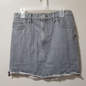Lucky Brand Mini Skirt Women's 10/30 Gray Denim Jean Raw Hem